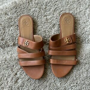 Tory Burch Brown Kira Leather Strappy Slide Sandal 8